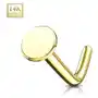 Piercing do nosa z żółtego złota 585 - zagięty, gładki płaski krążek Biżuteria e-shop Sklep