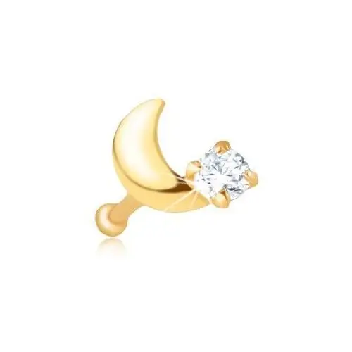 Biżuteria e-shop Piercing do nosa z żółtego złota 9k - prosty, półksiężyc, cyrkonia