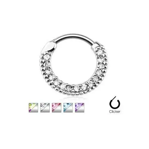 Biżuteria e-shop Piercing do nosa ze stali chirurgicznej, prążkowany krążek z cyrkoniami - grubość kolczyka: 1,2 mm, kolor cyrkoni: tanzanit - tz