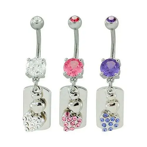 Biżuteria e-shop Piercing do pępka dog tag z sercem - kolor cyrkoni: fioletowy - a