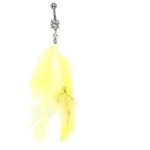Biżuteria e-shop Piercing do pępka dwa żółte piórka i cyrkonia