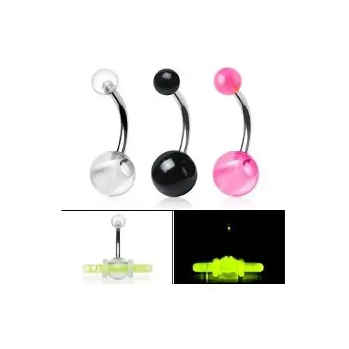 Piercing do pępka - dwie kulki, otwór na uv pałeczki - kolor kolczyka: różowy Biżuteria e-shop