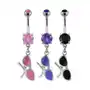 Piercing do pępka kolorowe okulary - kolor cyrkoni: fioletowy - a Biżuteria e-shop Sklep
