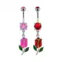 Piercing do pępka kolorowy tulipan - Kolor cyrkoni: Różowy - P Sklep