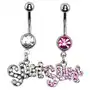 Piercing do pępka - napis swt, cyrkonie - kolor: różowy Biżuteria e-shop Sklep