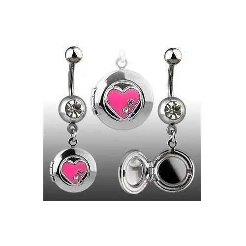 Biżuteria e-shop Piercing do pępka - okrągły medalik, serduszko, cyrkonie