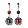Biżuteria e-shop Piercing do pępka pokerowy żeton - kolor cyrkoni: czarny- k Sklep