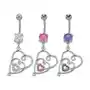 Piercing do pępka przeplatane serce z cyrkonią - kolor cyrkoni: fioletowy - a Biżuteria e-shop Sklep