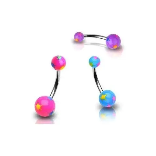 Biżuteria e-shop Piercing do pępka różnokolorowe gwiazdeczki - kolor kolczyka: fioletowy