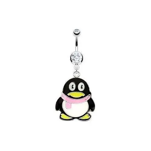 Biżuteria e-shop Piercing do pępka - stalowy pingwin, różowy szal