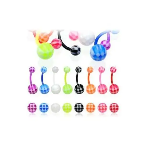 Biżuteria e-shop Piercing do pępka szachownica - kolor kolczyka: przeźroczysty