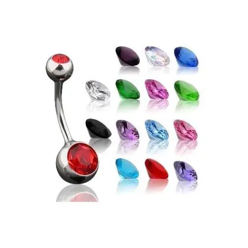 Biżuteria e-shop Piercing do pępka z małą i dużą cyrkonią - wymiary: 10 mm x 5x8 mm, kolor cyrkoni: czarny- k