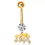 Biżuteria e-shop Piercing do pępka z żółtego 14k złota - bezbarwna cyrkonia, symbol znaku zodiaku wodnik Sklep