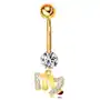 Piercing do pępka z żółtego 9k złota - bezbarwna cyrkonia, symbol znaku zodiaku panna Biżuteria e-shop Sklep