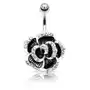 Biżuteria e-shop Piercing do pępka ze stali 316l, czarna patynowana róża z bezbarwnymi cyrkoniami Sklep