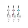 Biżuteria e-shop Piercing do pępka ze stali chirurgicznej - kolorowe wycięte skrzydła - kolor cyrkoni: różowy - p Sklep