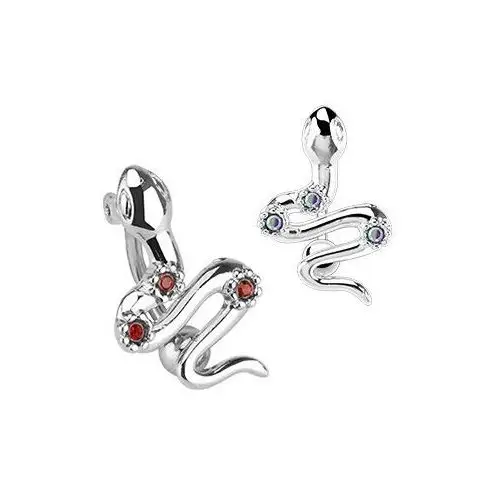 Biżuteria e-shop Piercing do pępka ze stali chirurgicznej - wąż, kolorowe cyrkonie - kolor cyrkoni: czerwony - r