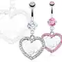 Piercing do pępka ze stali - cyrkoniowe serce, róża - kolor: różowy Biżuteria e-shop Sklep