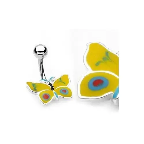 Piercing do pępka żółto-niebieski motylek Biżuteria e-shop