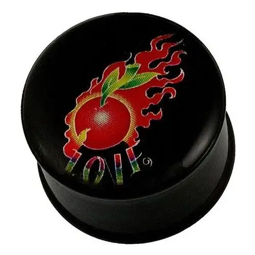 Piercing do ucha - jabłko w płomieniach, napis love - grubość kolczyka: 11,5 mm Biżuteria e-shop