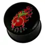 Biżuteria e-shop Piercing do ucha - jabłko w płomieniach, napis love - grubość kolczyka: 14 mm Sklep