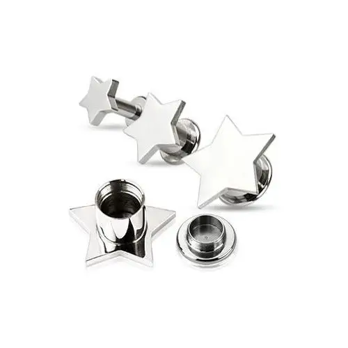 Piercing do ucha - plug ze stali, gładka gwiazda - szerokość: 5 mm Biżuteria e-shop