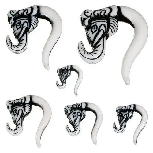 Piercing do ucha - taper, głowa słonia, kolor czarny - szerokość: 5,5 mm Biżuteria e-shop