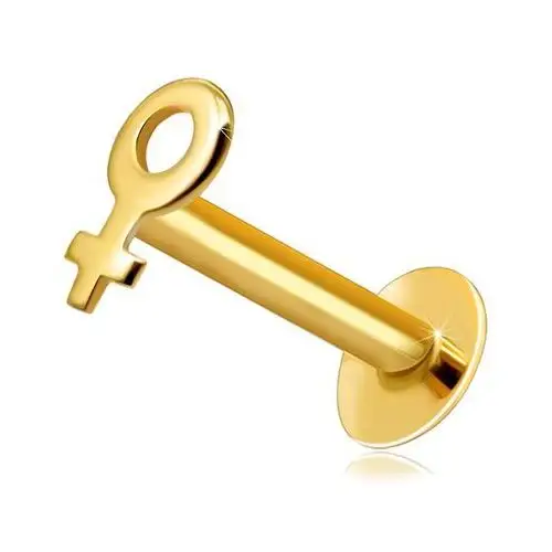 Piercing do wargi i brody z 585 żółtego złota - kontur symbolu męskiego, płaski kształt Biżuteria e-shop