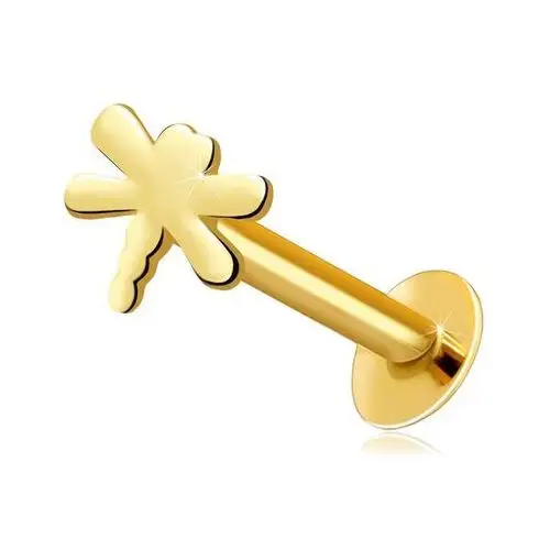 Piercing do wargi i brody z 585 żółtego złota - motyw ważki Biżuteria e-shop