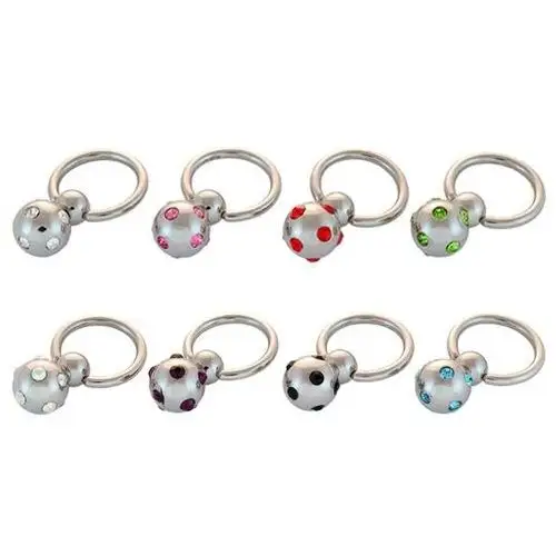 Piercing - kółko, kuleczka oraz wysadzane cyrkonie - kolor cyrkoni: fioletowy - a Biżuteria e-shop