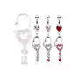Piercing pępka dwa serca i dwie wiszące cyrkonie - kolor cyrkoni: czerwony - r Biżuteria e-shop Sklep