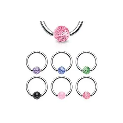 Biżuteria e-shop Piercing - stalowe kółko, brokatowa kuleczka - wymiary: 1,2 mm x 10 mm x 4x4 mm, kolor kolczyka: zielony