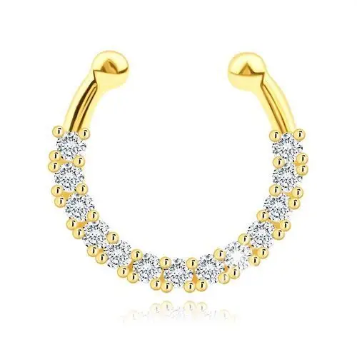 Biżuteria e-shop Piercing z żółtego 14k złota - niepełne kółko, rząd bezbarwnych cyrkonii