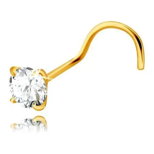 Biżuteria e-shop Piercing z żółtego złota 375 z zakrzywionym końcem - przezroczysta okrągła cyrkonia, 3 mm