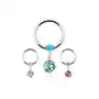 Biżuteria e-shop Piercing ze stali 316l, kółko z kuleczką i kostka wyłożona cyrkoniami - kolor cyrkoni: aqua niebieski - q Sklep