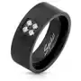 Pierścień ze stali w czarnym kolorze - cztery błyszczące cyrkonie, 8 mm - rozmiar: 62 Biżuteria e-shop Sklep