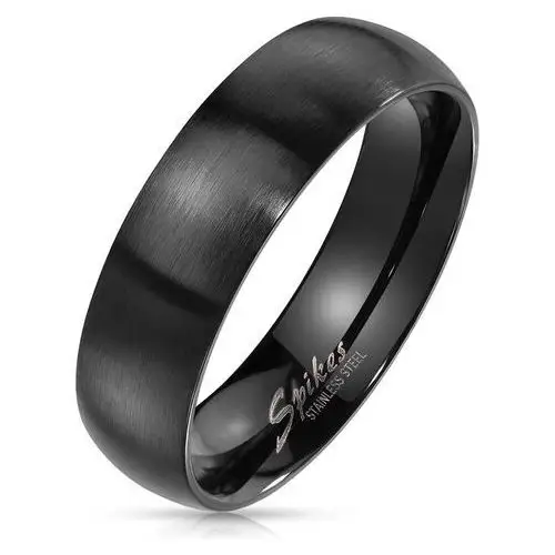 Pierścień ze stali w kolorze czarnym - szerokie ramiona z matowym wykończeniem, 6 mm - Rozmiar: 70