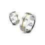 Pierścień ze stali ze złotym paskiem i osadzoną cyrkonią - rozmiar: 65 Biżuteria e-shop Sklep