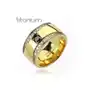 Pierścionek z tytanu w złotym kolorze z cyrkoniowymi półksiężycami - rozmiar: 70 Biżuteria e-shop Sklep