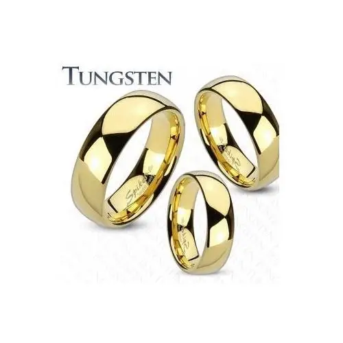 Pierścionek z wolframu złotego koloru, zaokrąglona i gładka powierzchnia, lustrzany połysk, 8 mm - rozmiar: 70 Biżuteria e-shop