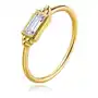 Biżuteria e-shop Pierścionek z żółtego złota 585 - prostokątna cyrkonia, błyszczące kuleczki - rozmiar: 58 Sklep