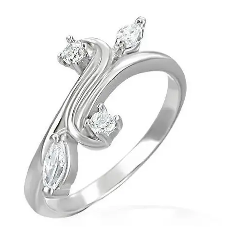 Biżuteria e-shop Pierścionek zaręczynowy - rozgałęzienie zakończone cyrkoniami - rozmiar: 53