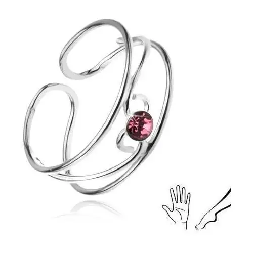 Pierścionek ze srebra 925, fale i różowy kamyczek Biżuteria e-shop
