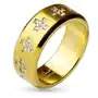 Biżuteria e-shop Pierścionek ze stali 316l złotego koloru, bezbarwne cyrkoniowe krzyżyki na obwodzie, 8 mm - rozmiar: 67 Sklep
