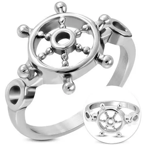 Pierścionek ze stali chirurgicznej srebrnego koloru, okragły lśniący ster - rozmiar: 54 Biżuteria e-shop