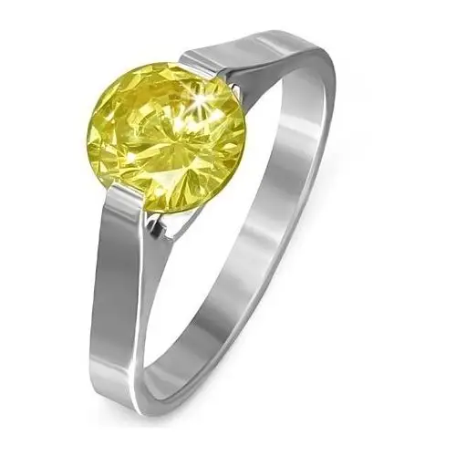 Biżuteria e-shop Pierścionek ze stali - kamień koloru żółtego "listopad", poprzeczne uchwyty - rozmiar: 52