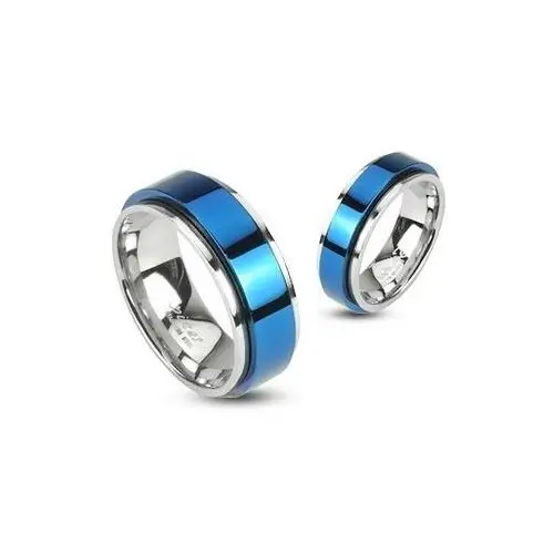 Biżuteria e-shop Pierścionek ze stali obrotowy - niebieski - rozmiar: 51