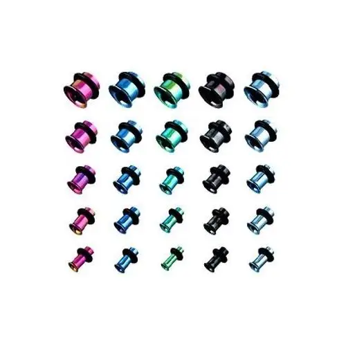 Biżuteria e-shop Piersing - tunel do ucha z tytanu, anodyzowany, różne kolory, z gumką - szerokość: 6 mm, kolor kolczyka: fioletowy