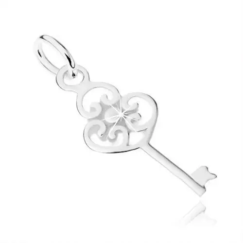 Płaski wisiorek klucz ze srebra 925, główka z trzech serc i kuleczki, SP38.03