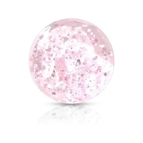Biżuteria e-shop Plastikowa przezroczysta kulka do piercingu z różowymi cekinami, 5 mm, zestaw 10 sztuk